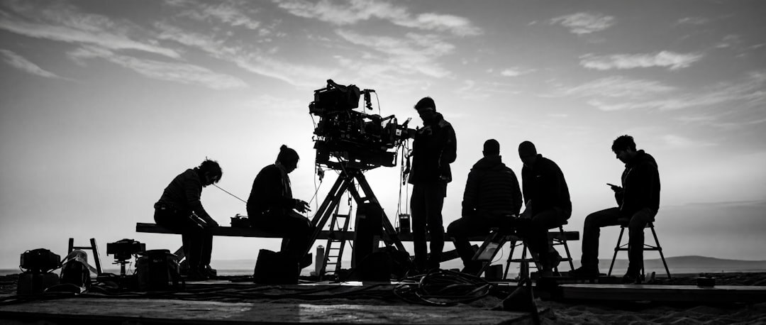 Commercial video filming on location with camera crew and director